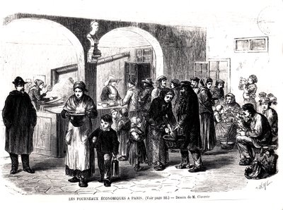 Suppekjøkken i Paris, ca. 1860 av French School