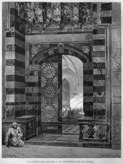Suppeport, moskeen Al Azhar, Kairo, fra LEgypte, av Georg Moritz Ebers, 1881 av French School