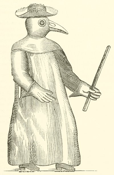 Under denne graveringen, som fungerer som en frontispiece til Avhandlingen om pesten av French School