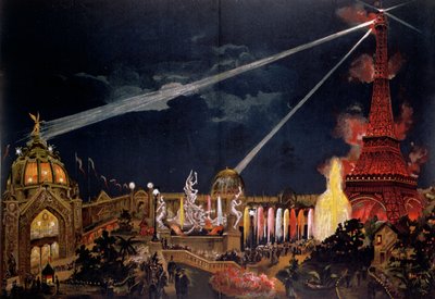Souvenir of Illuminations i Paris for å minnes 100-årsjubileet for den franske revolusjonen under Exposition Universelle i 1889 av French School
