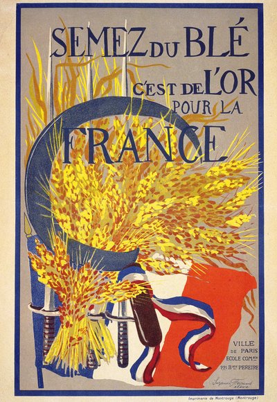 Å så hvete er gull for Frankrike - plakat av French School