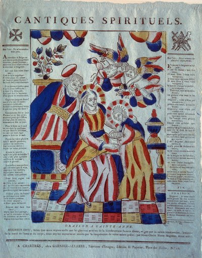 Åndelig sang: bønn til Saint Anne. Gravering fra 1800-tallet. Paris, Museum for populærkunst og tradisjoner av French School