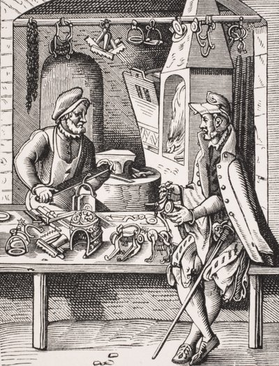 Spur Maker, reproduksjon av et tresnitt av Jost Amman (1539-91) fra 