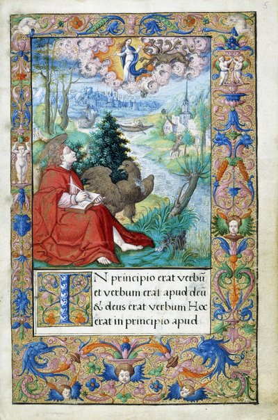 St. John of Patmos, fra en timebok laget for Francois I, ca. 1532-1540 av French School