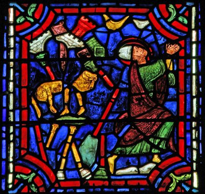 St. Apollinaire: Apollons tempel faller mens han ber (w36) av French School