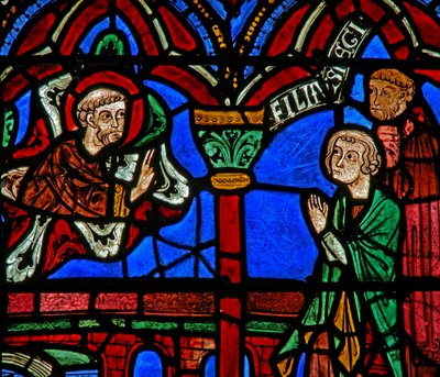 St Cheron-vinduet: vises ved graven hans (w15) av French School