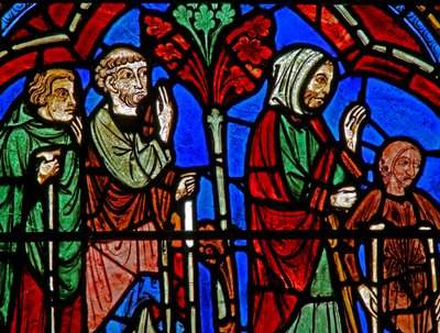 St Cheron-vinduet: den syke ved graven hans (w15) av French School