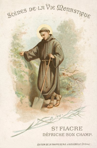 St Fiacre rydder feltet sitt (chromolitho) av French School