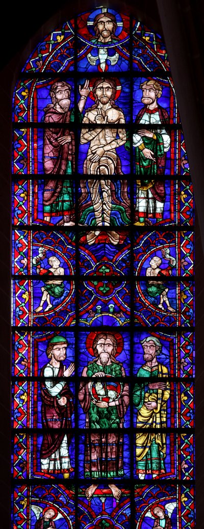 St John Baptist med Agnus Dei; dåpen i Jordan (w106) av French School