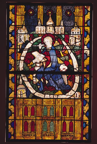 St. Johannes evangelisten skriver Apokalypsen, Parisian School, ca. 1350 av French School