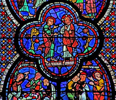 St John-vinduet: Kristus viser seg for St John (w48) av French School