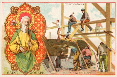 St Joseph, skytshelgen for snekkere og taktekkere (chromolitho) av French School