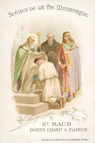 St Maurus gir Florus sin vane (kromolitt) av French School