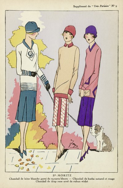St. Moritz, fra Tres Parisien, utgitt 1925 (sjablongtrykk) av French School