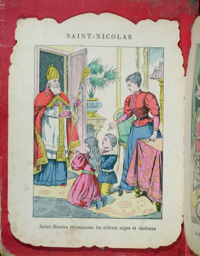 St. Nicholas besøker de veloppdragne og flittige barna, ca. 1880 av French School