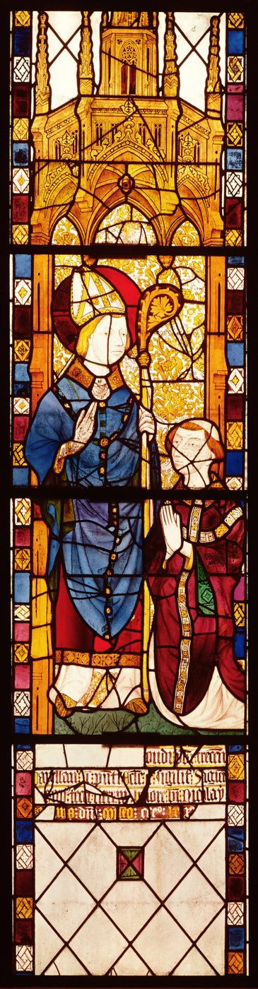 St. Nicholas med en giver, fra kapellet Saint Nicolas, Norman School, 1370 av French School