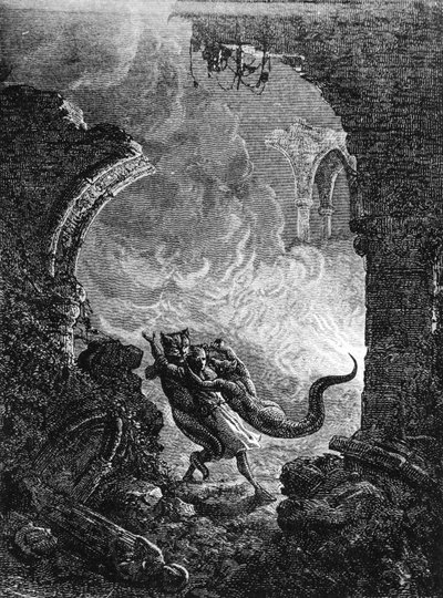 St Patricks Purgatory, midten av C19th av French School