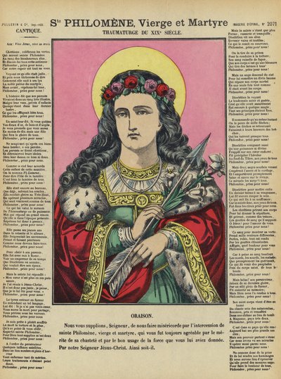 St. Philomena, jomfru og martyr (fargelitografi) av French School