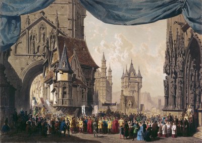 Scenografi for akt I av La Juive, første gang fremført på Paris-operaen 23. februar 1835 (wc på papir) av French School