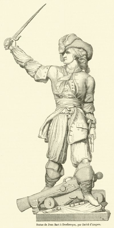 Statue av Jean Bart i Dunkerque (gravering) av French School