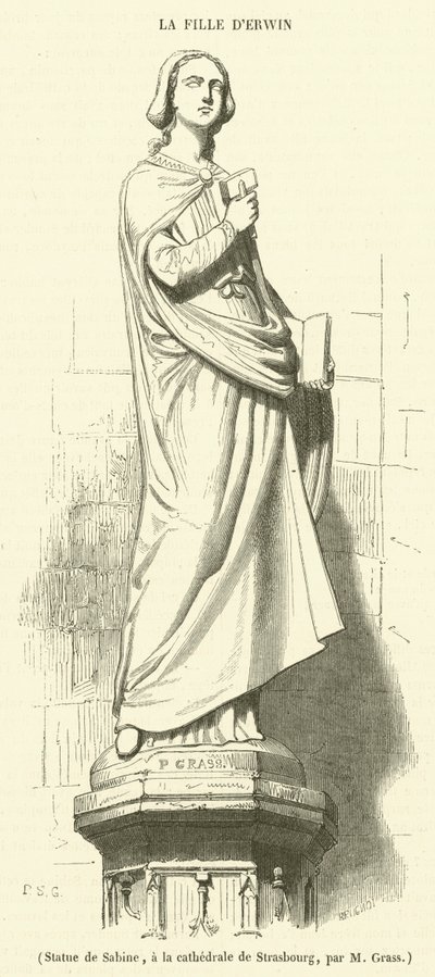 Statue av Sabine, ved Strasbourg-katedralen (gravering) av French School