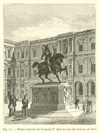 Rytterstatue av Francois I på gårdsplassen til Louvre, i 1855 av French School