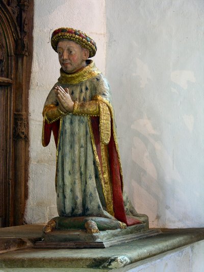 Statue av Jean V, hertugen av Bretagne (polykromt tre) av French School