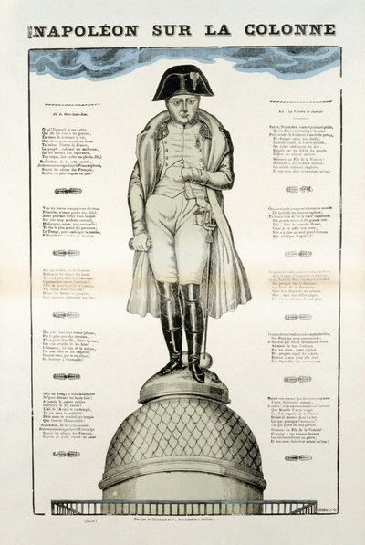 Statue av Napoleon I Bonaparte (1769-1821) på Vendome-søylen i Paris. Bilde av Epinal av French School