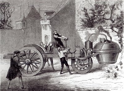 Dampdrevet bil oppfunnet av Nicolas Joseph Cugnot (1725-1804) i 1771, 1886 av French School