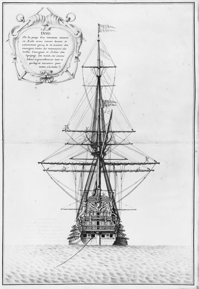 Hekk av et fortøyd fartøy, illustrasjon fra Atlas de Colbert, plate 48 av French School