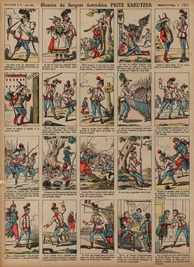 Historien om den østerrikske soldaten sersjant Fritz Kreutzer (farget gravering) av French School