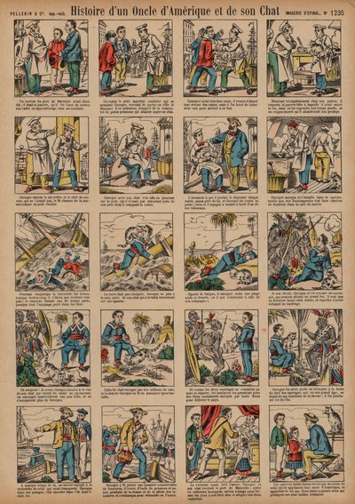 Historien om en amerikansk onkel og katten hans (farget gravering) av French School