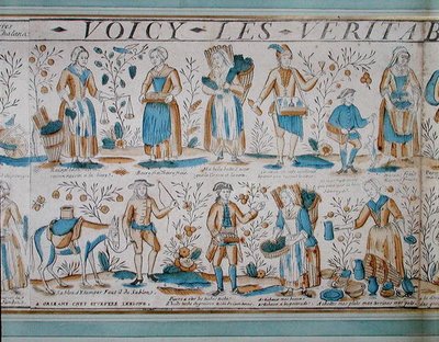 Gatehandlere på 1700-tallet (farge litho) av French School