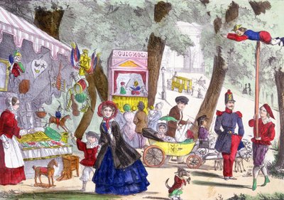 Gatescener på Champs Elysees, 1800-tallet av French School