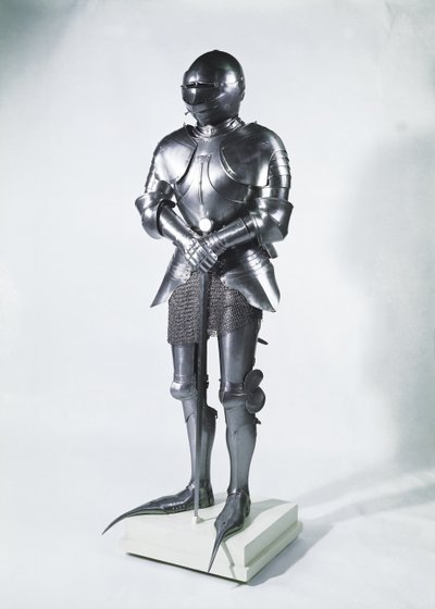 rustning med poulaines, ca. 1480 (metall) av French School