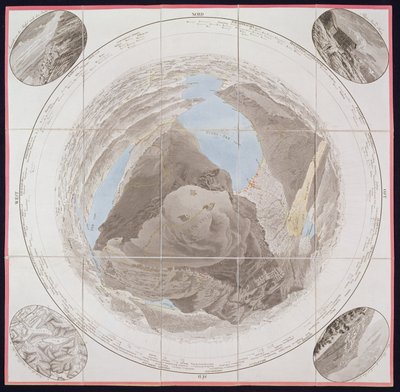 Summit of Kulm, Mont Rigi, fra Guide des Voyageurs sur le Mont Rigi, av Col. Pfyffer de Wyer, utgitt 1823 (håndfarget gravering) av French School