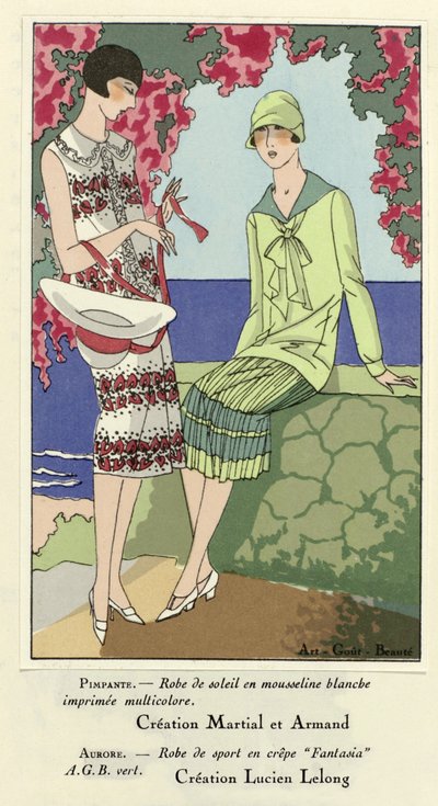 Sommerkjole og sportskjole, fra Art-Gout-Beaute, utgitt 1924 (pochoir-trykk) av French School