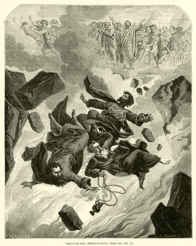 Tilførsel av Core, Dathan og Abiron (gravering) av French School