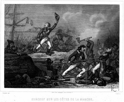 Surcouf på kanalkysten - i "History of Pirates and Corsairs of the Ocean and the Mediterranean" av P. Christion, Paris, D. Cavaillés ed. av French School
