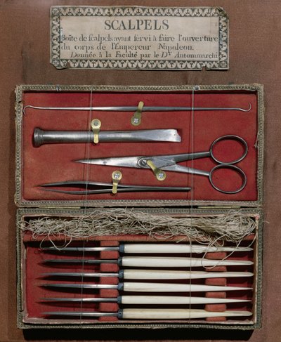 Kirurgiske instrumenter brukt av doktor Antommarchi for disseksjon av keiser Napoleon I (1769-1821) av French School