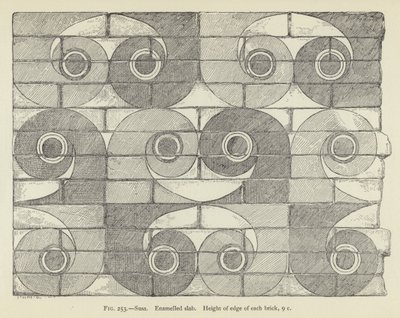 Susa, Emaljert plate, Kanthøyde på hver murstein, 9 c av French School