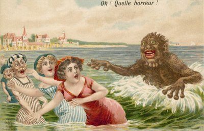 Svømmere forfulgt av sjømonster av French School
