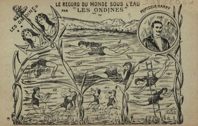 Svømmende jenter (litho) av French School