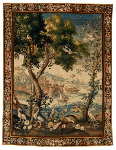 Wandteppich eines der Ports de Mer, hergestellt in Beauvais, um 1725 von French School