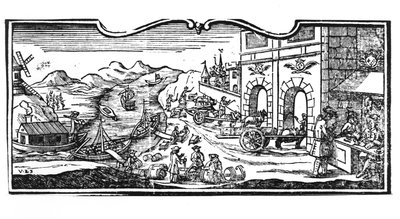 Skattekontoret ved inngangen til en by for vin og brennevin, dekret fra statsrådet 22. mars 1707, fra registrene til statsrådet i Paris, 1739 (detaljer) (se en av French School