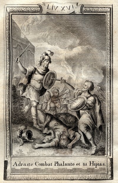 Telemaque surmonte Hippias - engraving of 1798 by Monnet in “Les Aventures de Telemaque, fils d