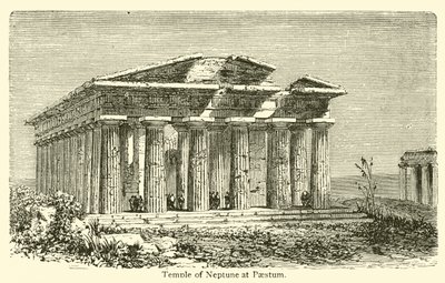 Neptun-tempelet ved Paestum (gravering) av French School