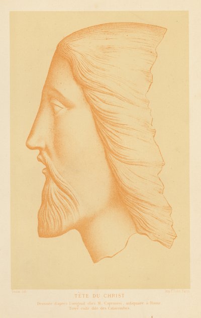 Terracotta hodet til Jesus Kristus (chromolitho) av French School