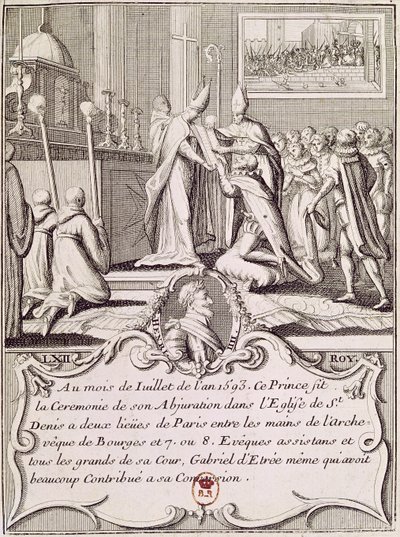 Abjuration of Henri IV (1553-1610) ved St. Denis, juli 1593 av French School