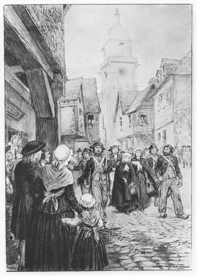 Arrestasjonen av Lucile de Chateaubriand (litho) av French School
